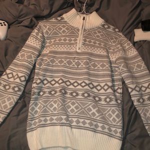 White Carbon Zip-Up Sweater